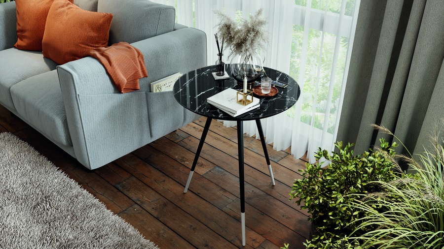 Стол журнальный «Vira» Черный муар, Черный мрамор Стол журнальный «Vira» Черный муар, Черный мрамор