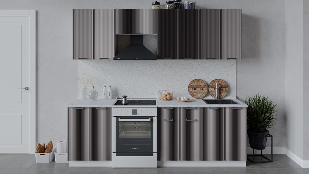 Кухонный гарнитур «Кимберли» длиной 240 см Белый, Муссон Кухонный гарнитур «Кимберли» длиной 240 см Белый, Муссон