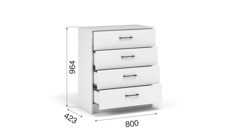 Комод "Чикаго вайт" 4 ящика