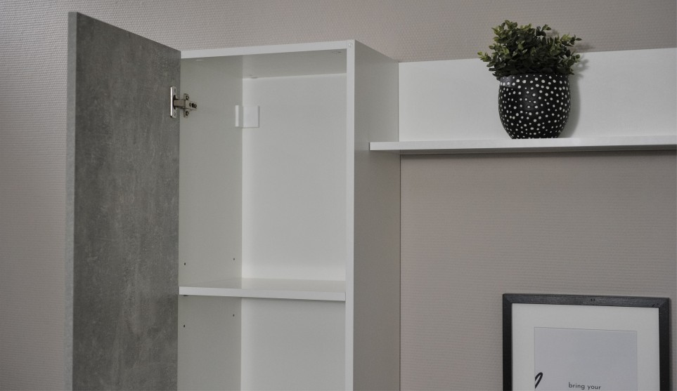 Стенка "Нео" Белый / Ателье светлый