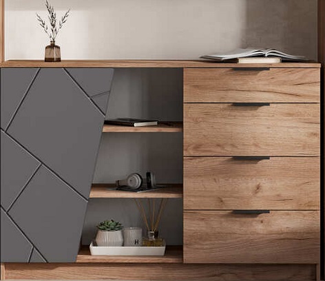 Комод "Орегон" 1400 КМ 01 Графит/Дуб крафт табачный Комод "Орегон" 1400 КМ 01 Графит/Дуб крафт табачный