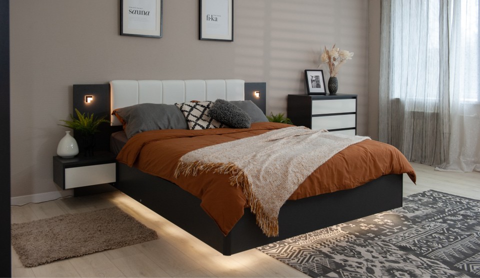 Кровать 140 без ПМ "Мишель" без ламелей Антрацит