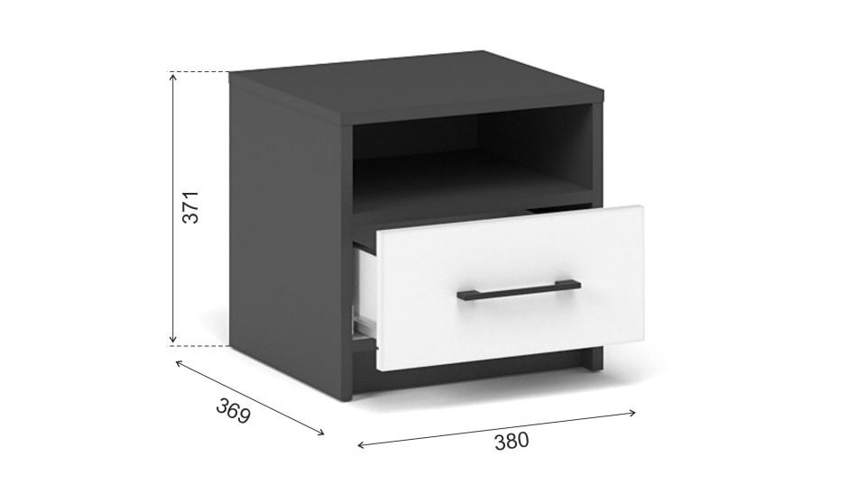 Тумба прикроватная (2 шт) "Чикаго" Белый / Антрацит