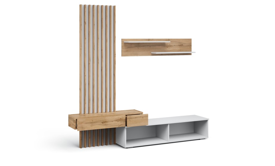 Стенка "Риана" 2,07 м Белый / Дуб вотан