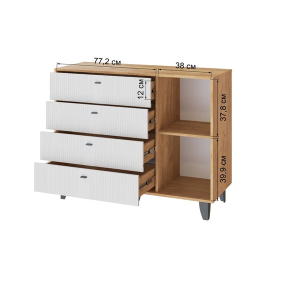 Комод Катрин - 13 Дуб крафт золотой/Карбон фарфор