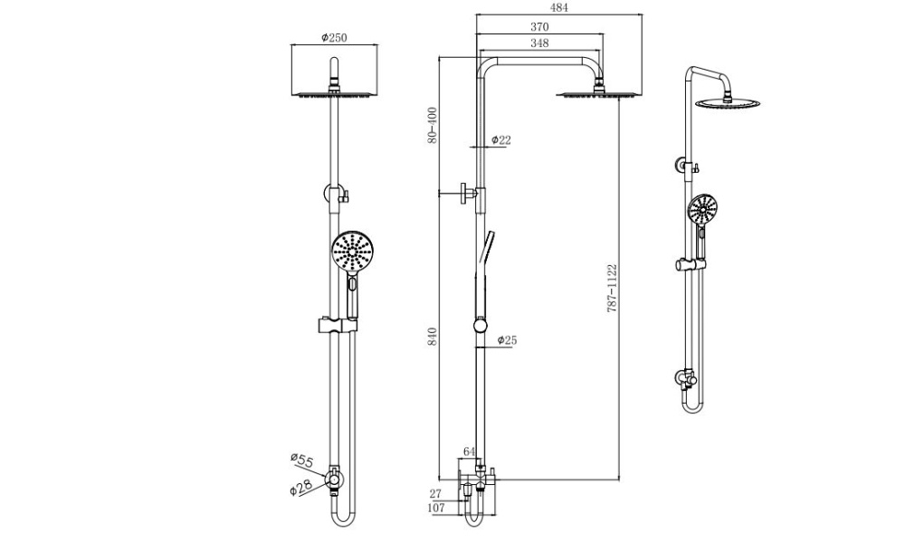 Душевая система "Reno" 250мм AQ2046CR