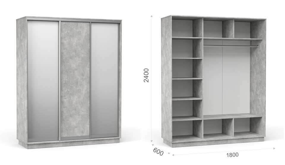 Шкаф-купе "Тетрис" (корпус) 1800/2400 Ателье светлый Шкаф-купе "Тетрис" (корпус) 1800/2400 Ателье светлый