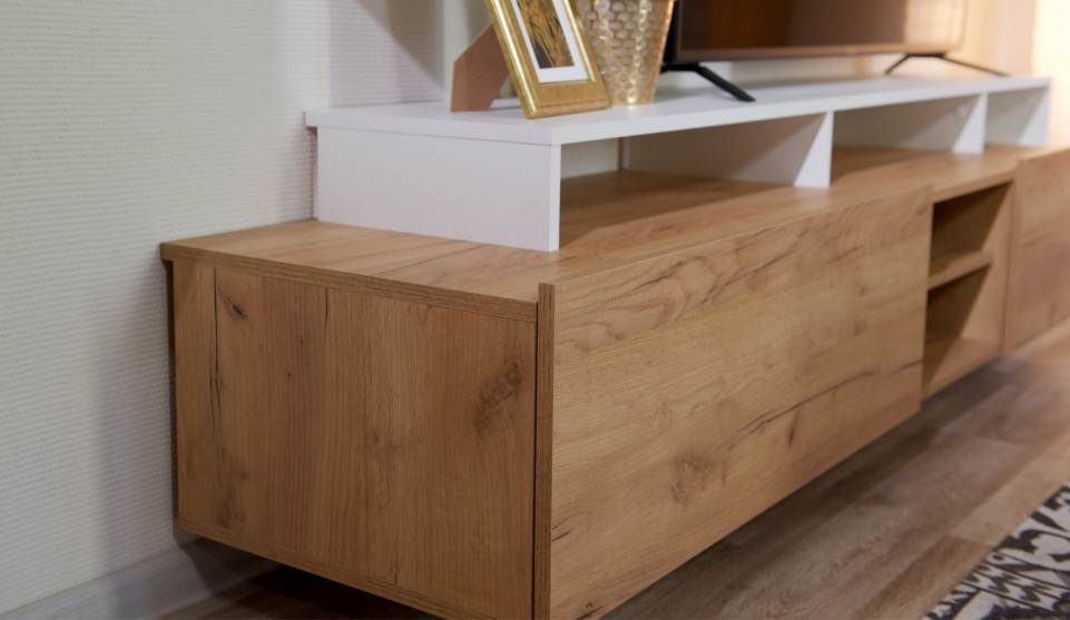 Стенка "Невио-2" Дуб крафт золотой/белый