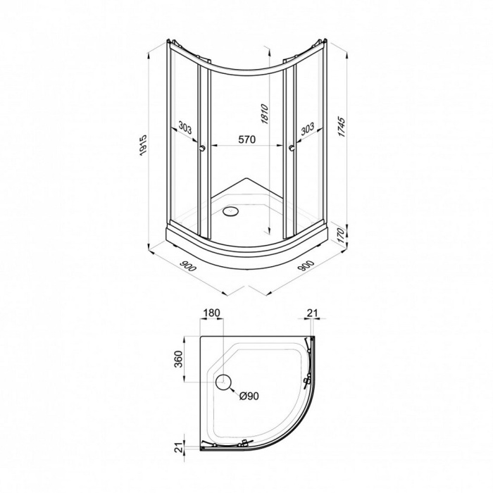 Душевое ограждение Triton Вельвет 800Х800Х1910 А