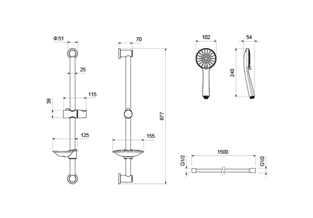 Душевой гарнитур "Бетта" матовый черный AQ2013MB