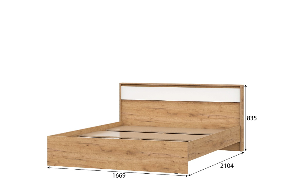 Кровать 160 "Некст" Дуб Золотой/Белый