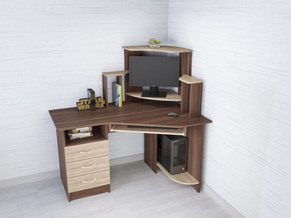 Компьютерный угловой стол "Гретта-7" Ясень шимо/Дуб молочный Компьютерный угловой стол "Гретта-7" Ясень шимо/Дуб молочный