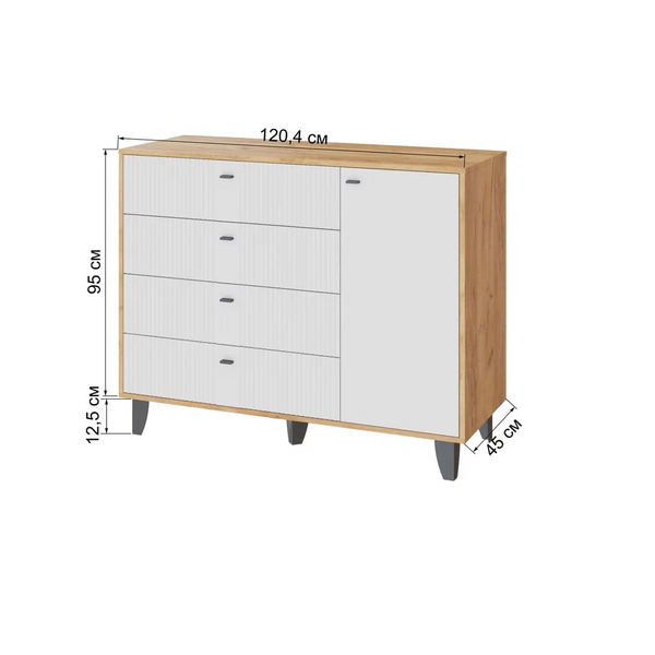 Комод Катрин - 13 Дуб крафт золотой/Карбон фарфор