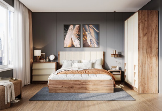 Спальня "Рейн" Кашемир/Дуб крафт табачный Спальня "Рейн" Кашемир/Дуб крафт табачный