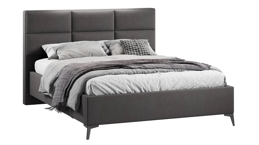 Кровать без ПМ «Делана» (без подъемного механизма) Велюр Графит