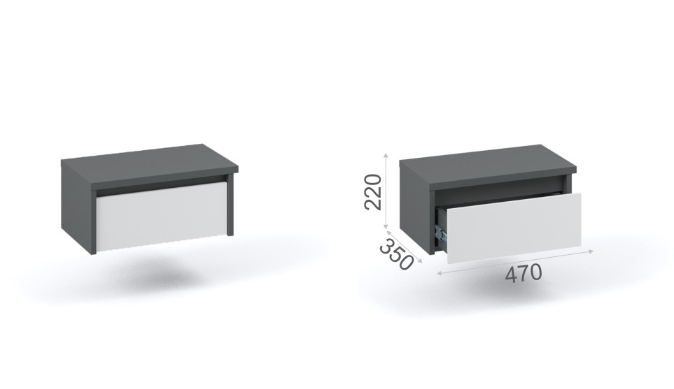 Тумба прикроватная 1 ящик "Мишель" 2 шт Антрацит Тумба прикроватная 1 ящик "Мишель" 2 шт Антрацит