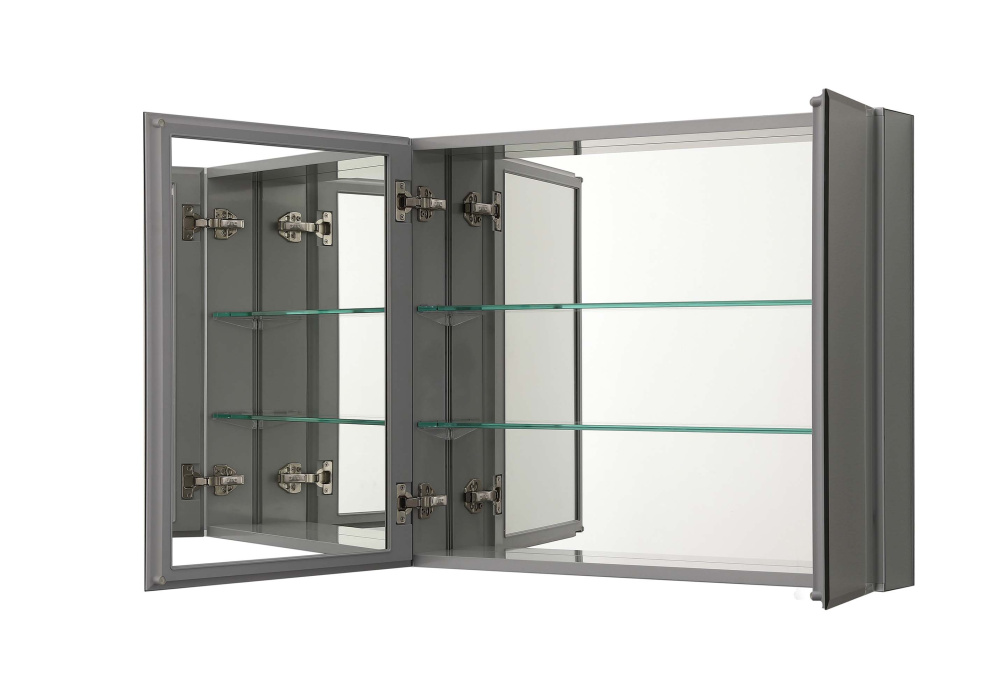 Алюминиевый зеркальный шкаф без подсветки 762Х660Х134