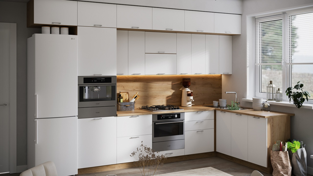 Кухонный гарнитур «Габриэлла» №13 Дуб Крафт золотой, Сноу Кухонный гарнитур «Габриэлла» №13 Дуб Крафт золотой, Сноу