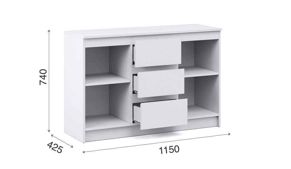 Комод 2 двери 3 ящика "Оникс вайт" Белый