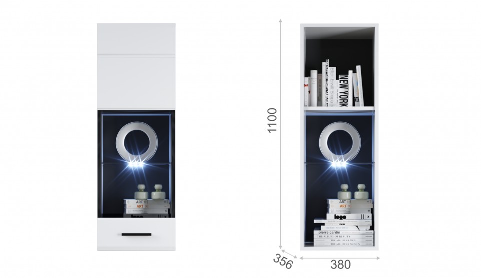 Пенал-витрина навесная "Йорк" 01 ЛВ