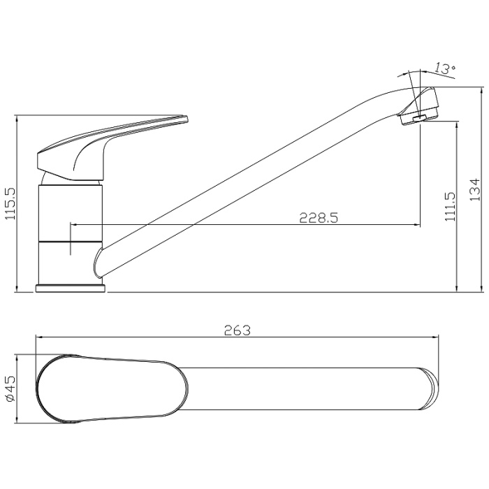 Смеситель для кухни Rossinka RS45-21