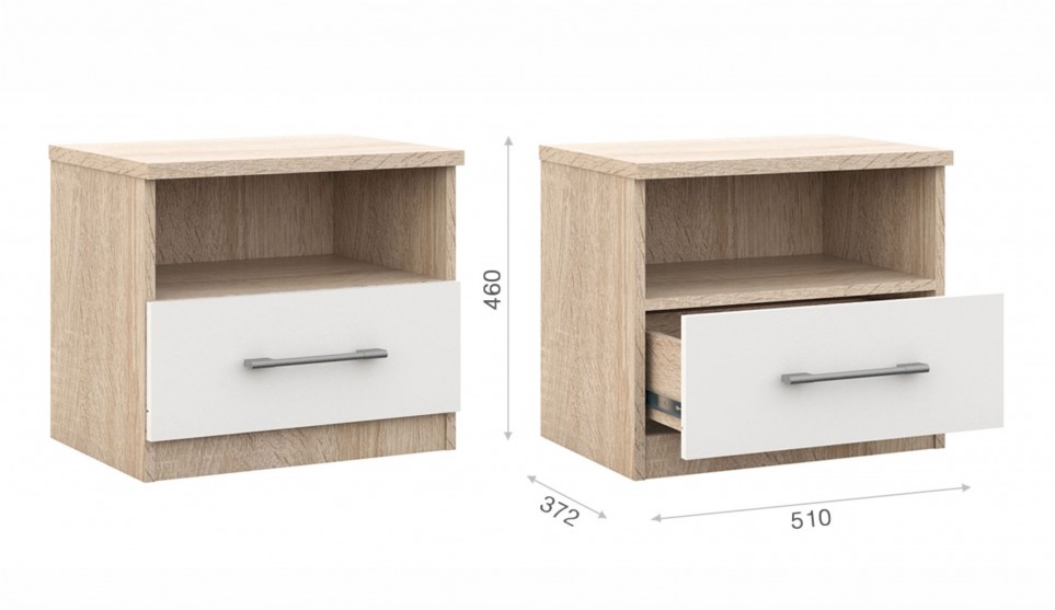 Тумба прикроватная "Аврора" 2 шт Дуб сонома/Белый Тумба прикроватная "Аврора" 2 шт Дуб сонома/Белый