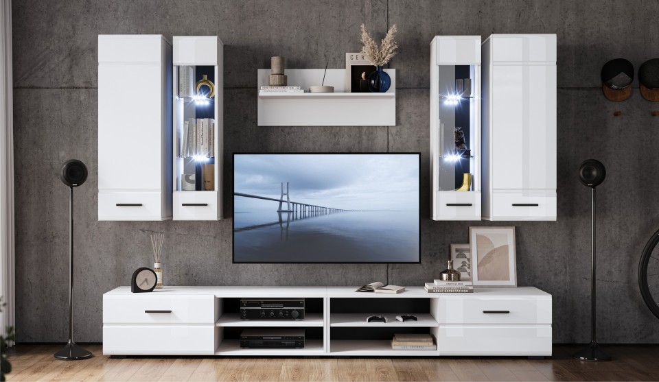 Стенка "Кай" Белый глянец