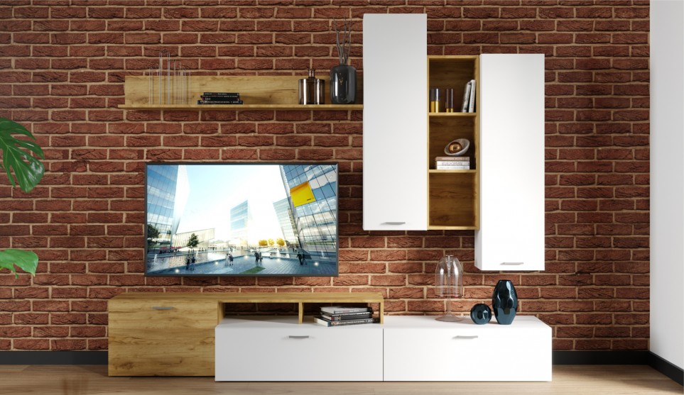 Стенка "Невио-1" Дуб крафт золотой/белый Стенка "Невио-1" Дуб крафт золотой/белый