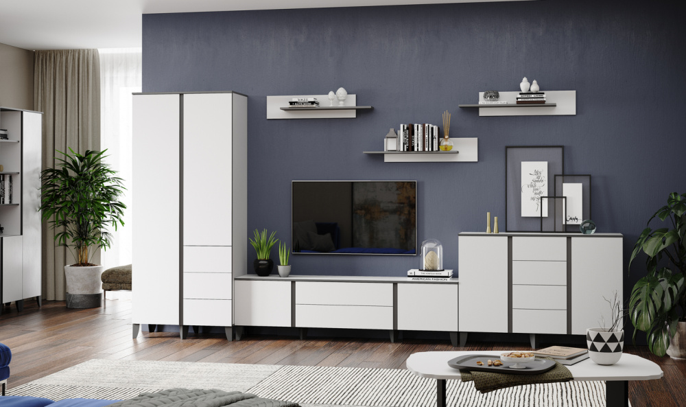 Гостиная "Амара" 1 Белый/Серый