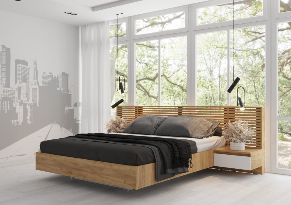 Спальный комплект "Бостон" Дуб крафт золотой/белый Спальный комплект "Бостон" Дуб крафт золотой/белый