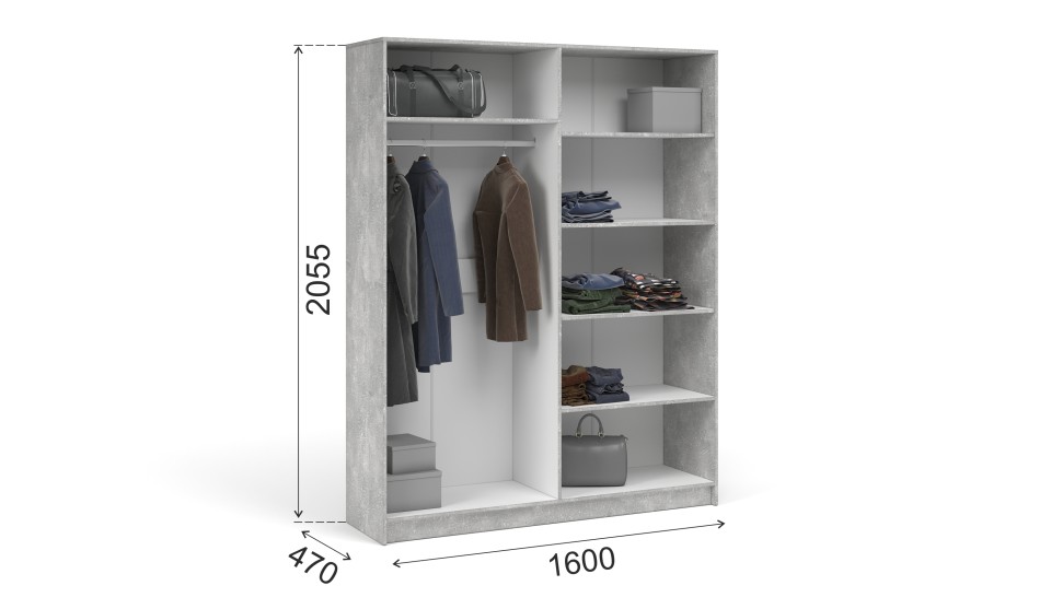 Шкаф 4-х дверный "Чикаго" Белый / Ателье светлый