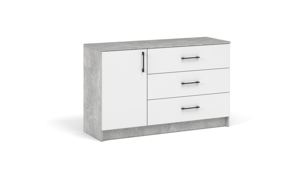 Комод 1 дверь 3 ящика "Чикаго" Белый / Ателье светлый