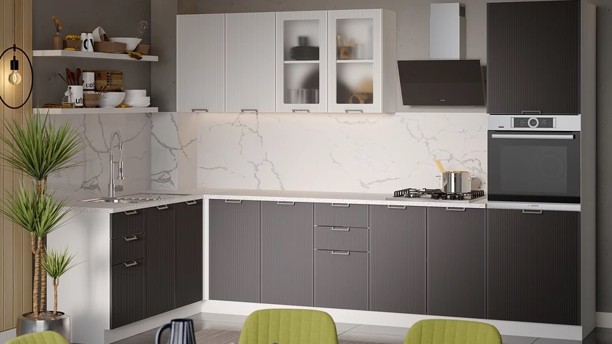 Кухонный гарнитур «Кимберли» №4 Белый, Сноу, Муссон