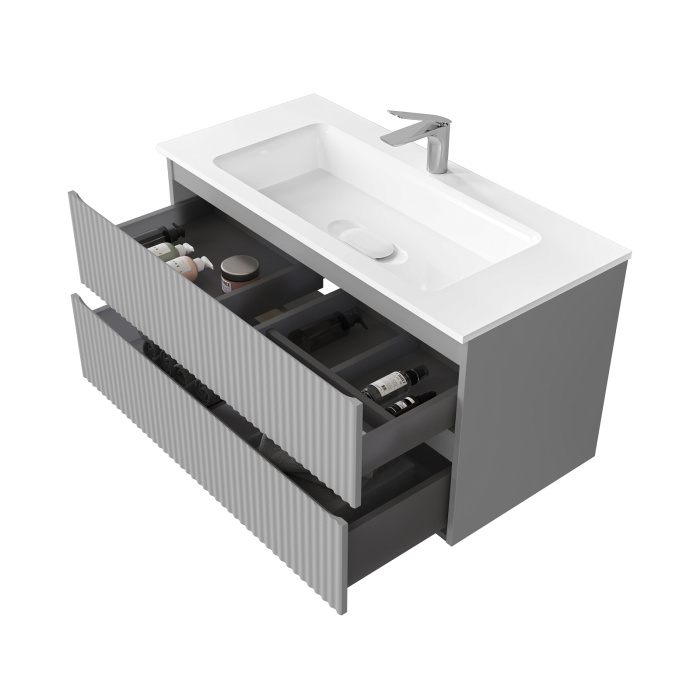 Тумба подвесная с раковиной Coste 100 Светло-серый