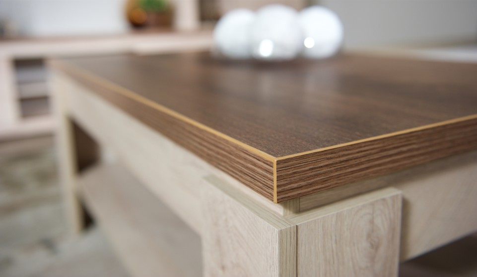 Стол журнальный "Мэдисон" Дуб эндгрейн/дуб экспрессив бронзовый