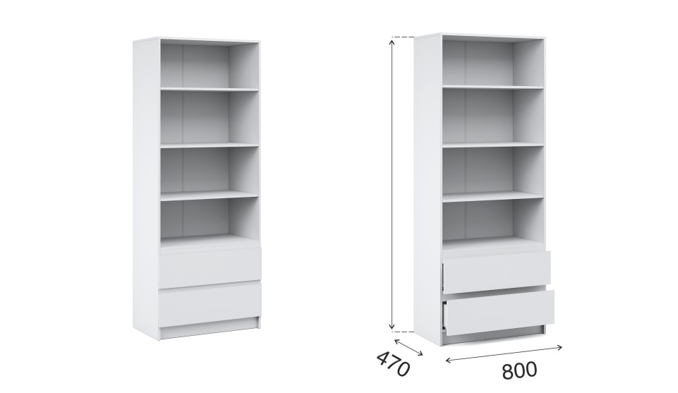 Стеллаж 2 ящика "Оникс вайт" Белый