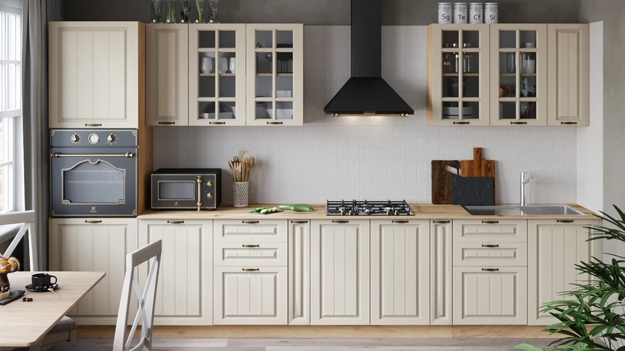 Модульная кухня «Лина» Дуб Крафт золотой, Крем Модульная кухня «Лина» Дуб Крафт золотой, Крем