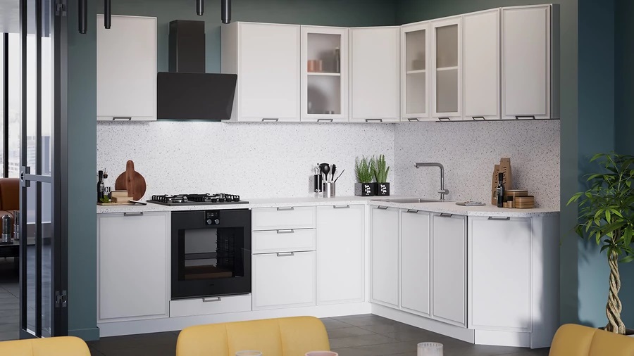 Кухонный гарнитур «Белладжио» №6 Белый, Фон белый