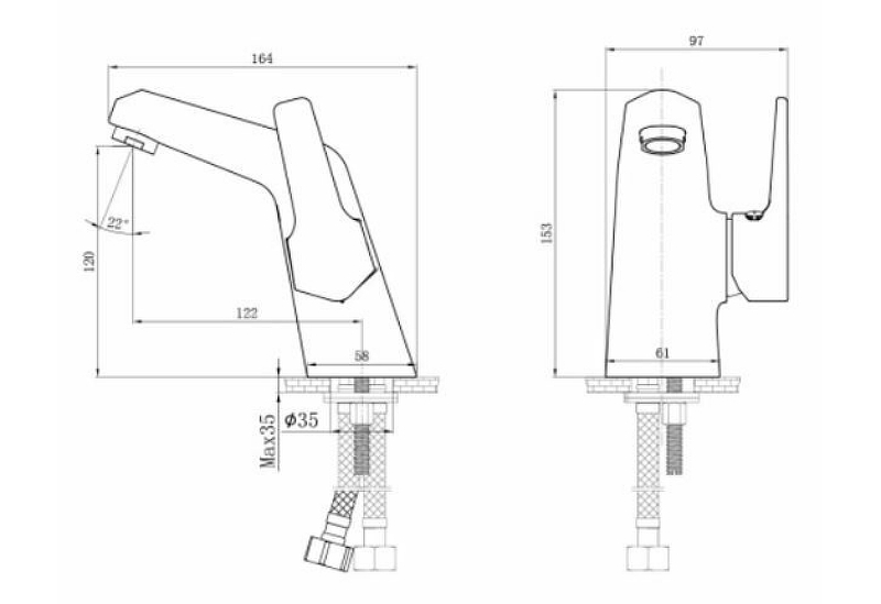Смеситель для раковины Rossinka RS44-11