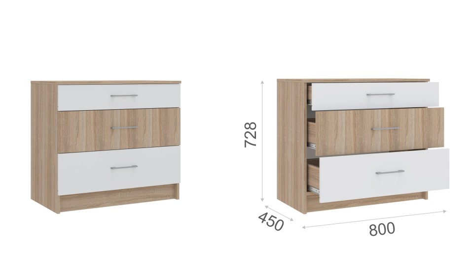 Комод "Алена" Дуб сонома/Белый