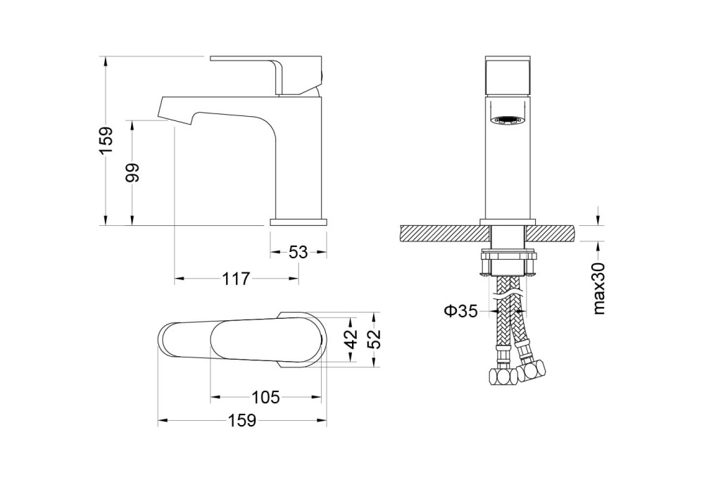 Смеситель для раковины без донного клапана "Оберон" AQ1210CR