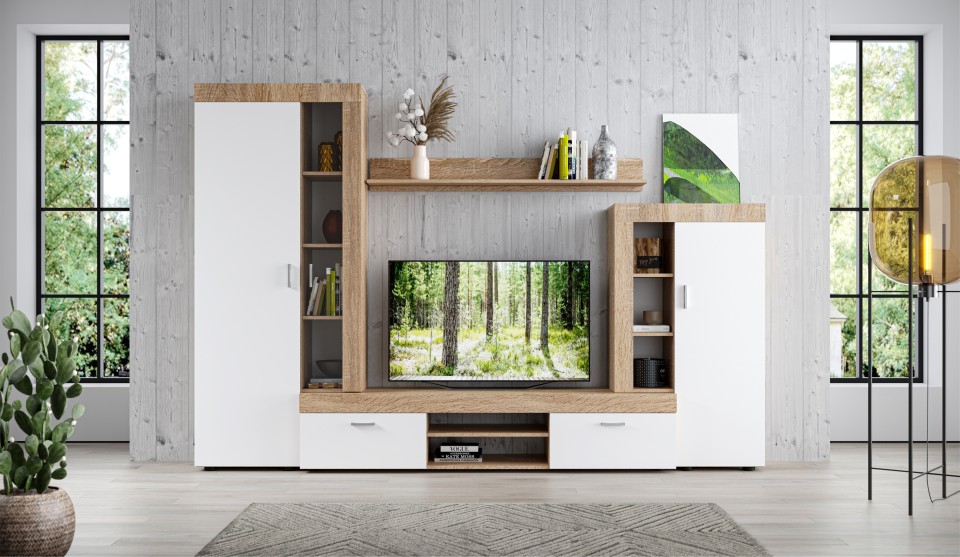 Стенка "Орфей" Белый / Дуб сонома Стенка "Орфей" Белый / Дуб сонома