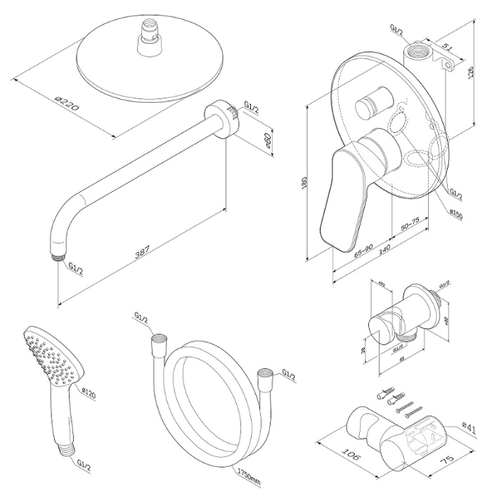 Душевая система AM.PM X-Joy FB85A1RH02 Черная