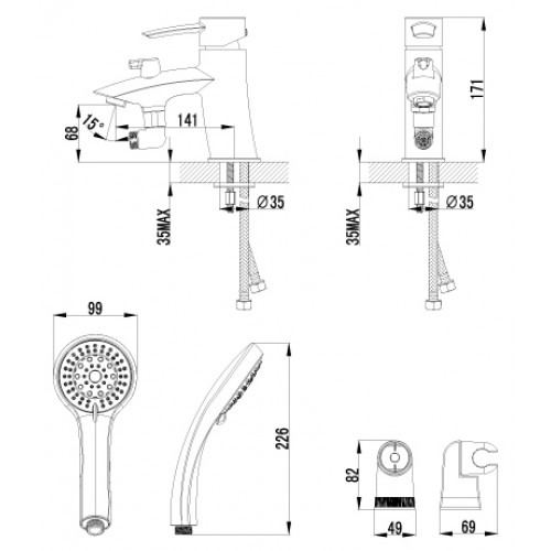 Смеситель на борт ванны Lemark "Atlantiss" LM3215C
