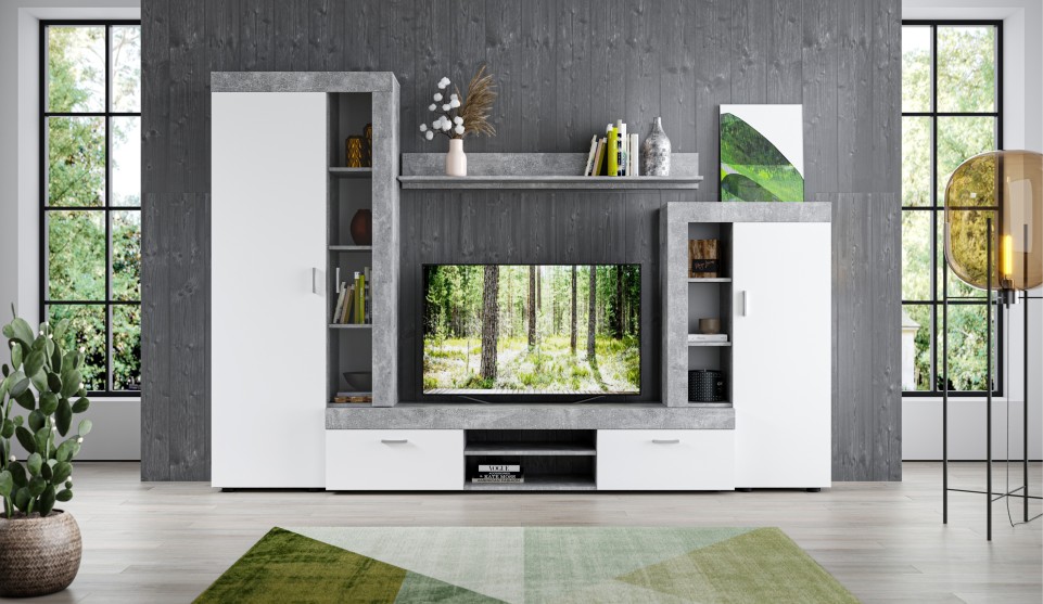 Стенка "Орфей" Белый / Ателье светлый