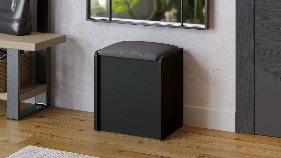 Пуф "Бостон" Антрацит, Велюр Серый Пуф "Бостон" Антрацит, Велюр Серый