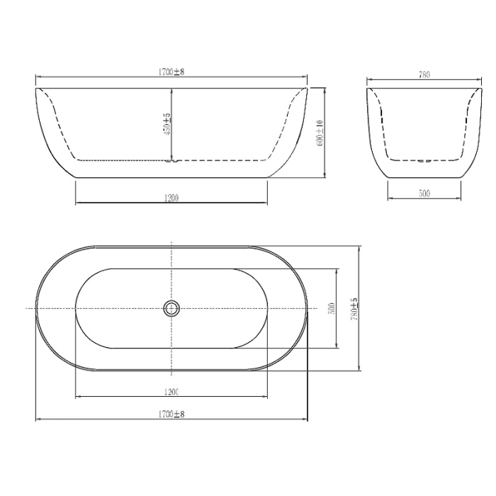 Ванна акриловая Aquatek "Афина" 170Х78 AQ-144778BL без гидромассажа