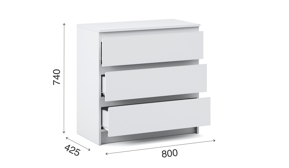 Комод "Оникс вайт" 3 ящика