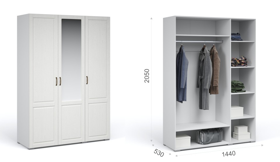 Шкаф 3-х дверный с зеркалом "Лацио"