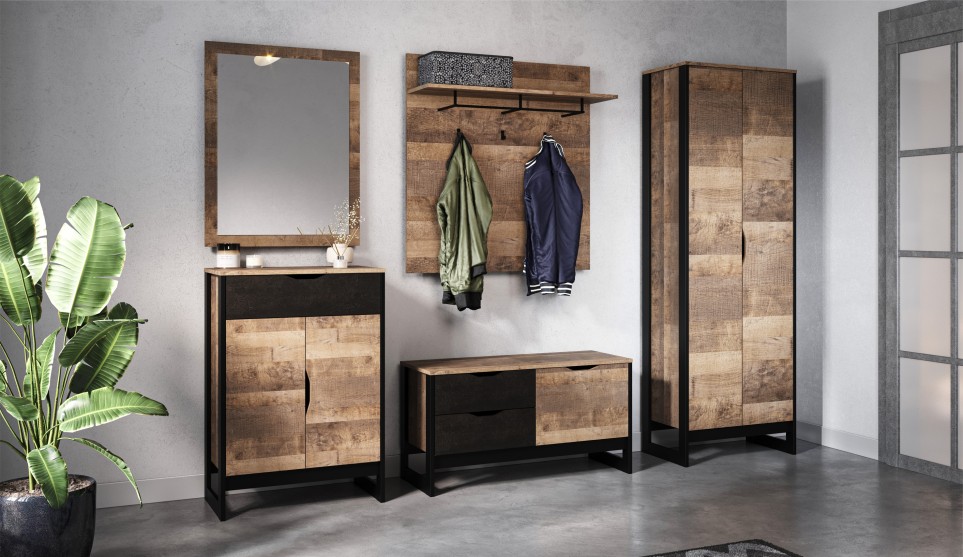 Прихожая "Стокгольм" Дуб гранж песочный/железный камень